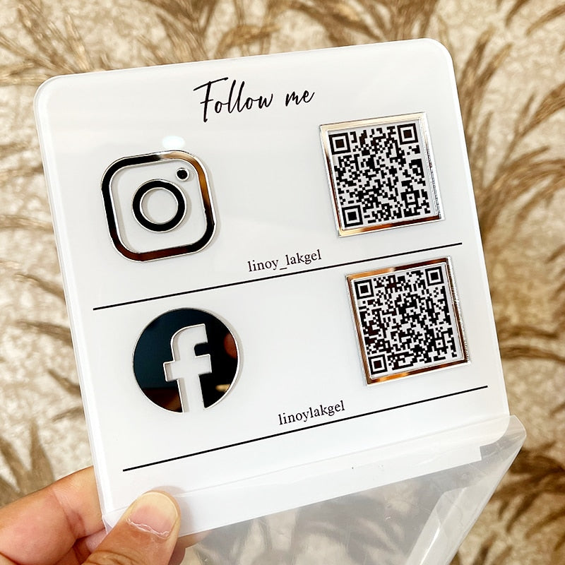 Letrero comercial de redes sociales personalizado: versión de código QR de doble icono